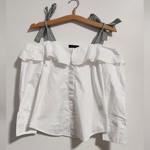 J Crew White Off shoulder Top